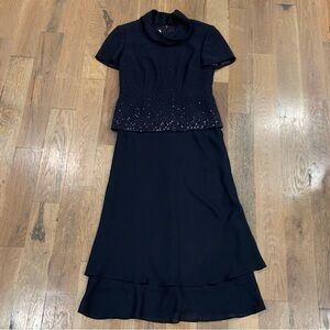 Talbots Petite Sequin Navy Blue Sequin Dress Size 2